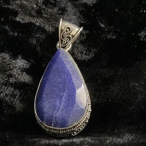 Blue lapis pendant in 925 silver overlay